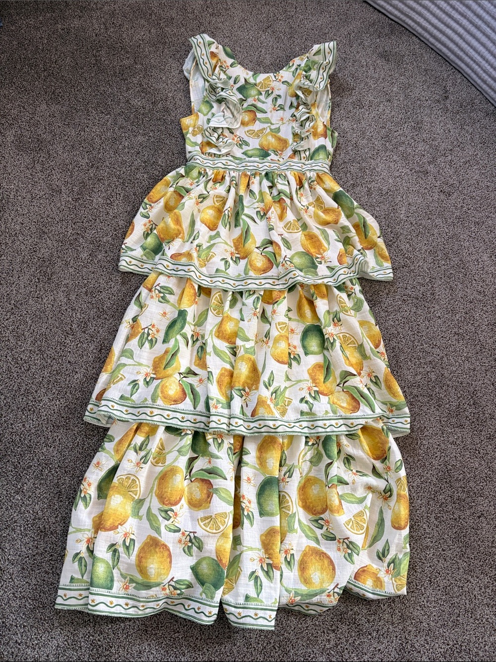 H&M Lemon Print Tiered Dress - Yellow & Green